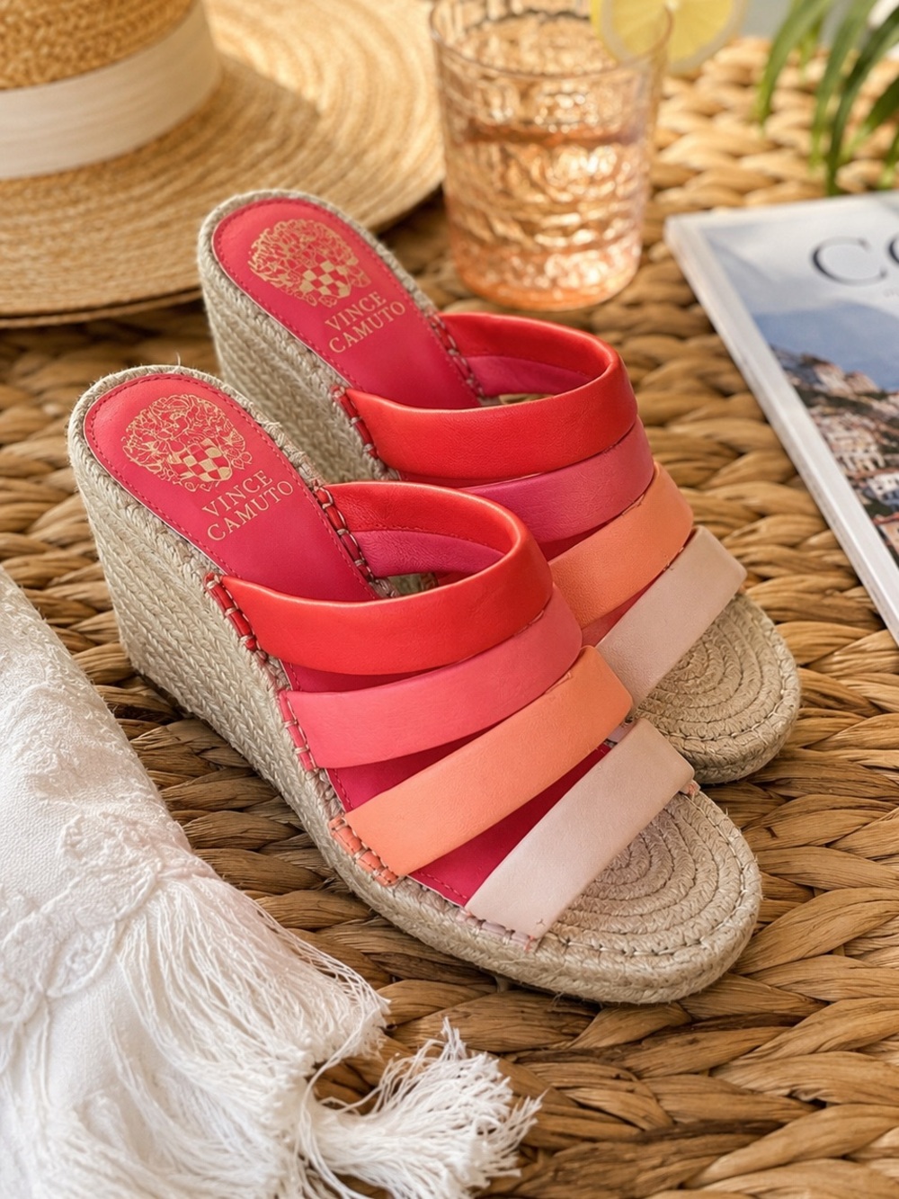 Vince Camuto Molisana Espadrille Wedge Sandals Women’s Size 7.5 Coral Pink